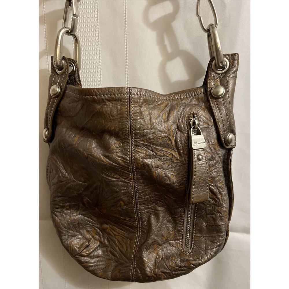 B Makowsky Bronze Leather Shoulder Bag Crossbody Purse Detachable Strap boho